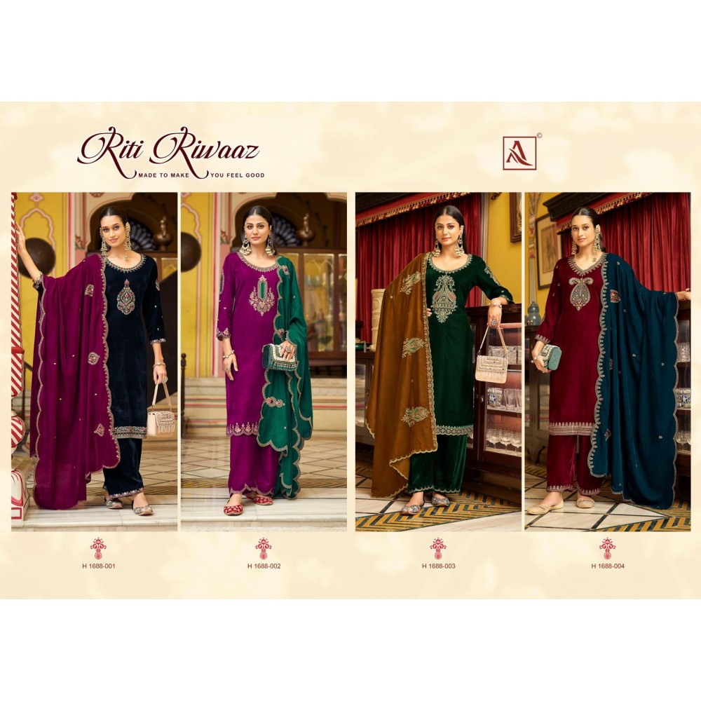 RITI RIWAAZ VELVET ALOK SUITS (Winter Collection)