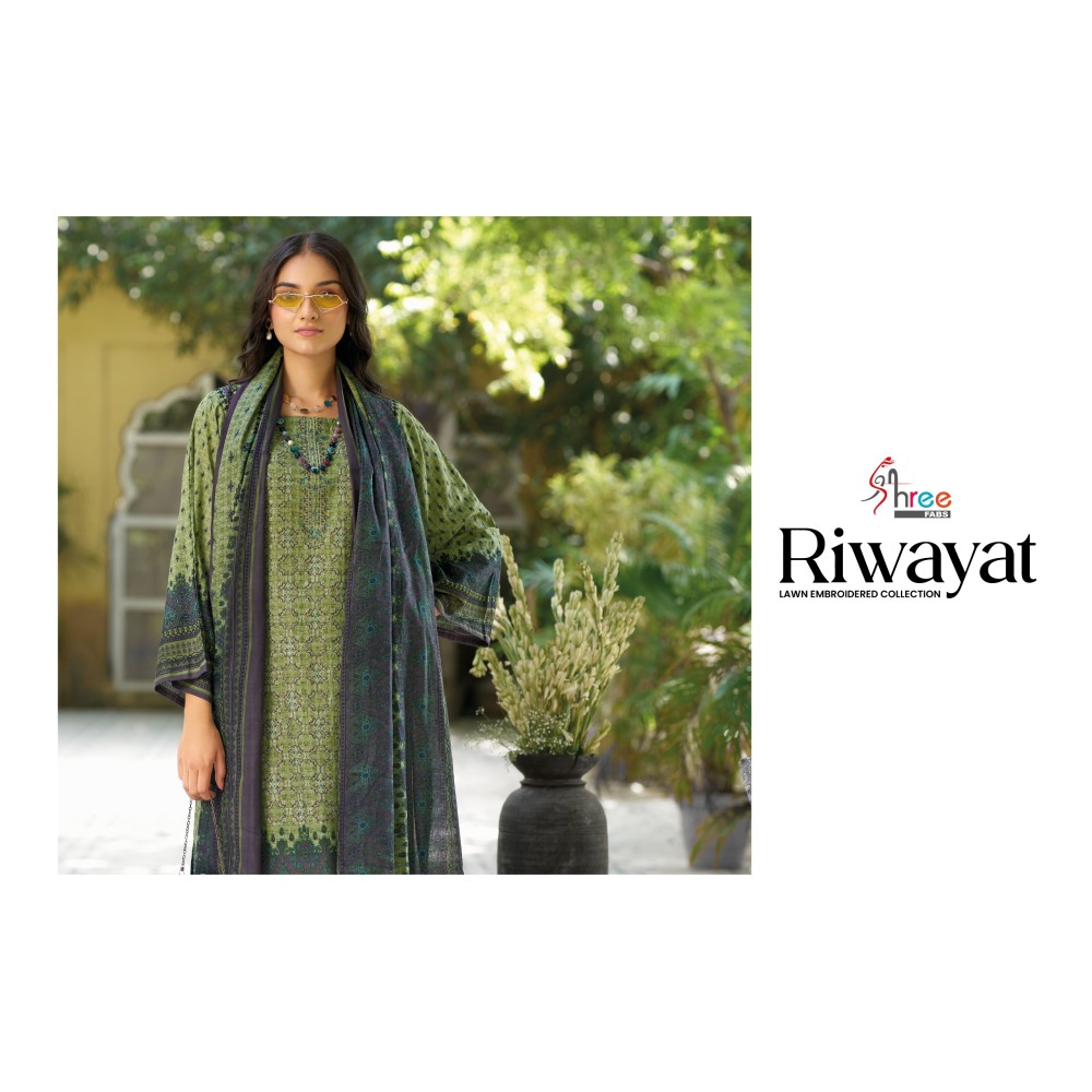 RIWAYAT LAWN EMB COLLECTION 2025 SHREE (cotton Dupatta)