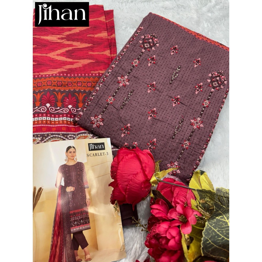 SCARLET LAWN VOL 3 JIHAN (Cotton Dupatta)