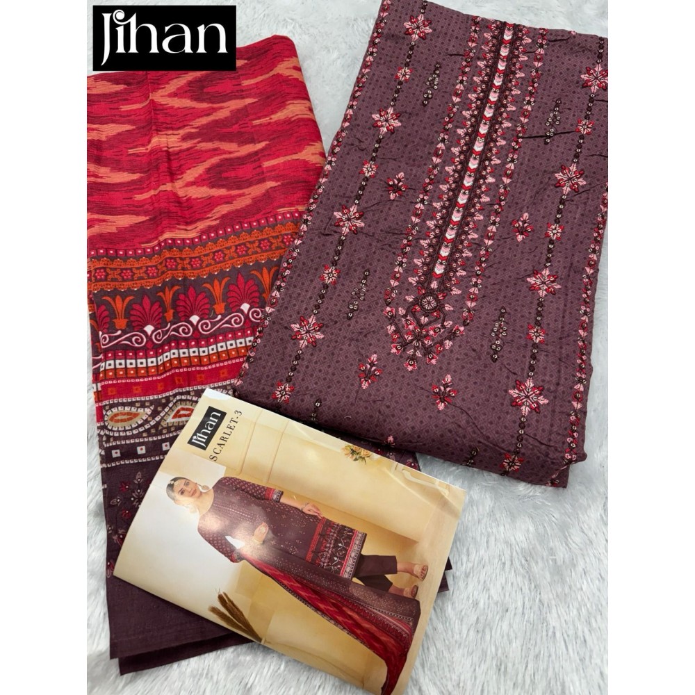 SCARLET LAWN VOL 3 JIHAN (Cotton Dupatta)