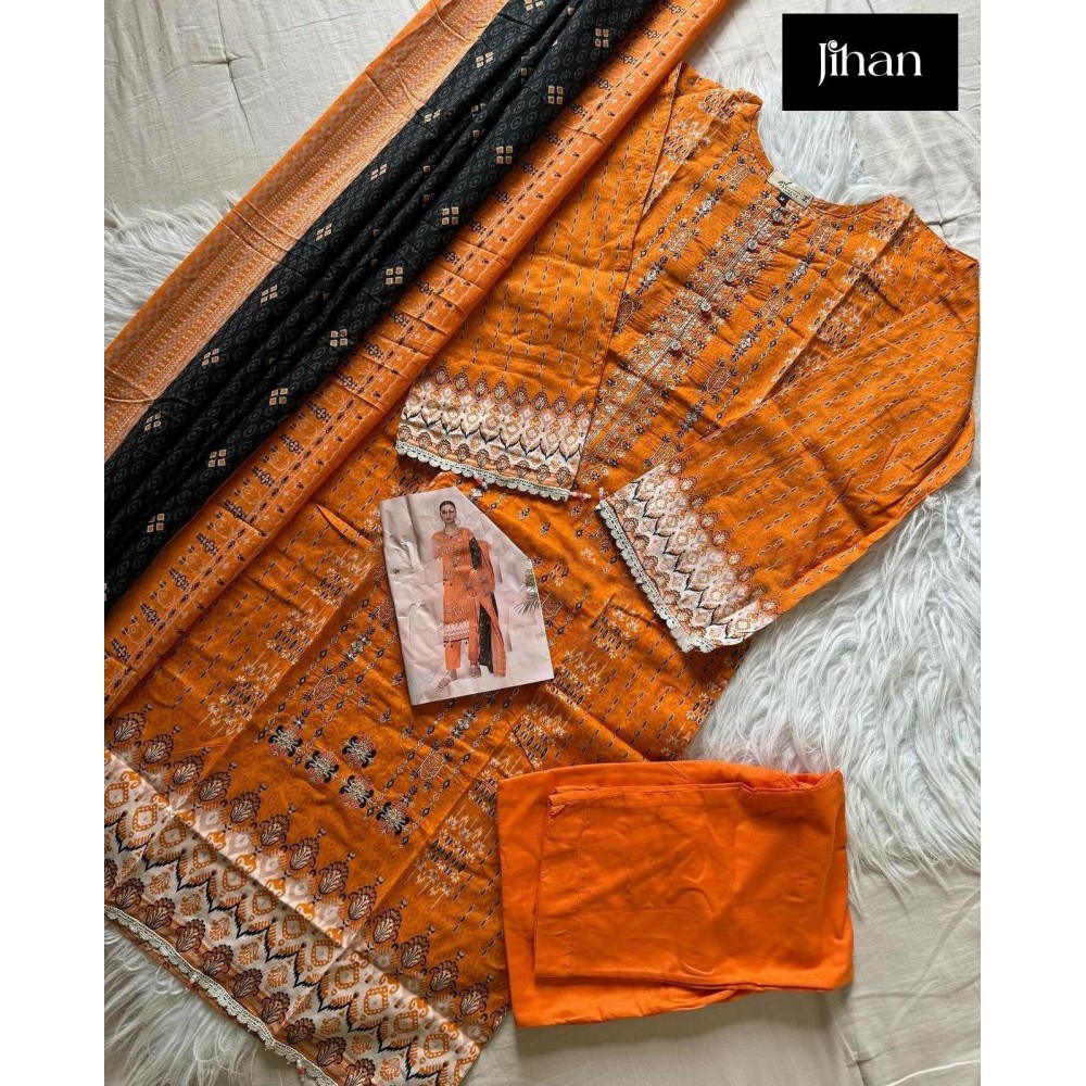 SCARLET LAWN VOL 4 JIHAN (Cotton Dupatta)