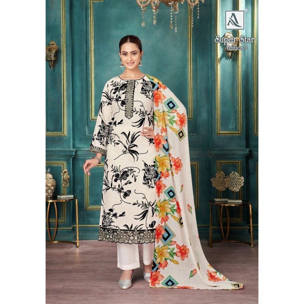 SUPER STAR 5 ALOK SUITS (Cotton Dupatta)