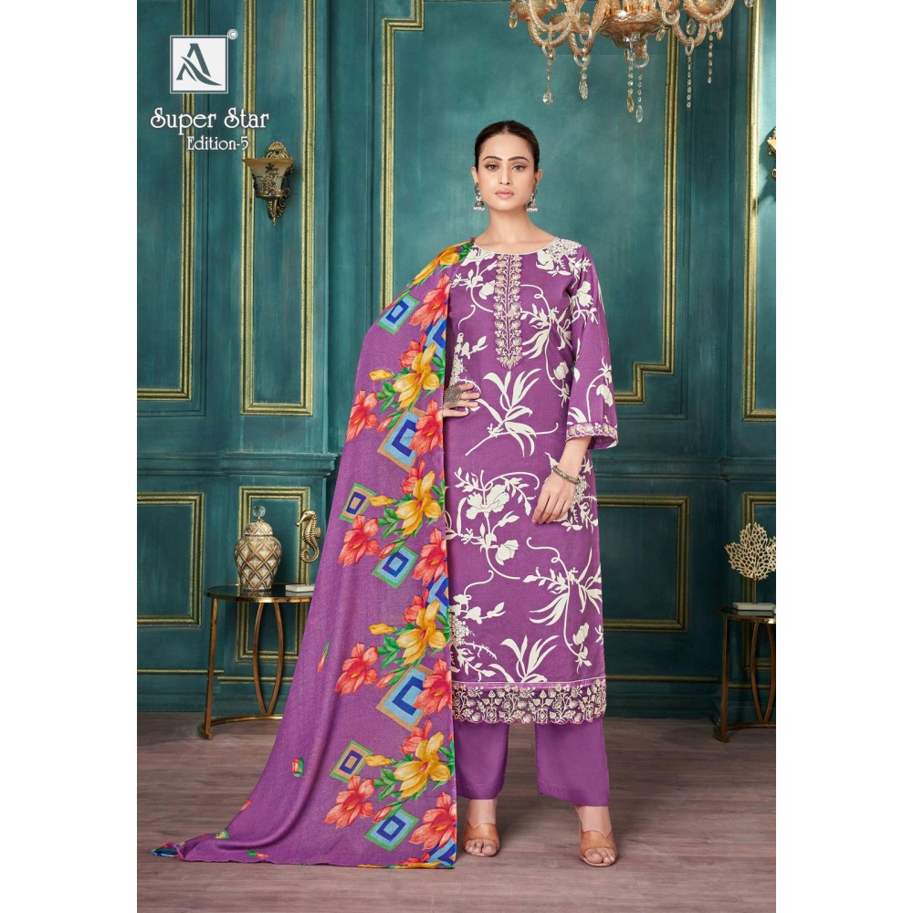 SUPER STAR 5 ALOK SUITS (Cotton Dupatta)