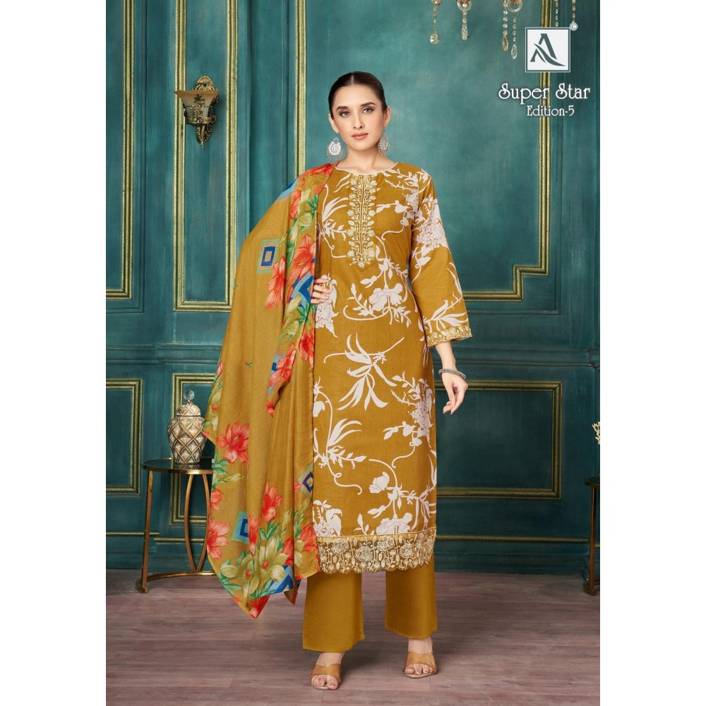 SUPER STAR 5 ALOK SUITS (Cotton Dupatta)