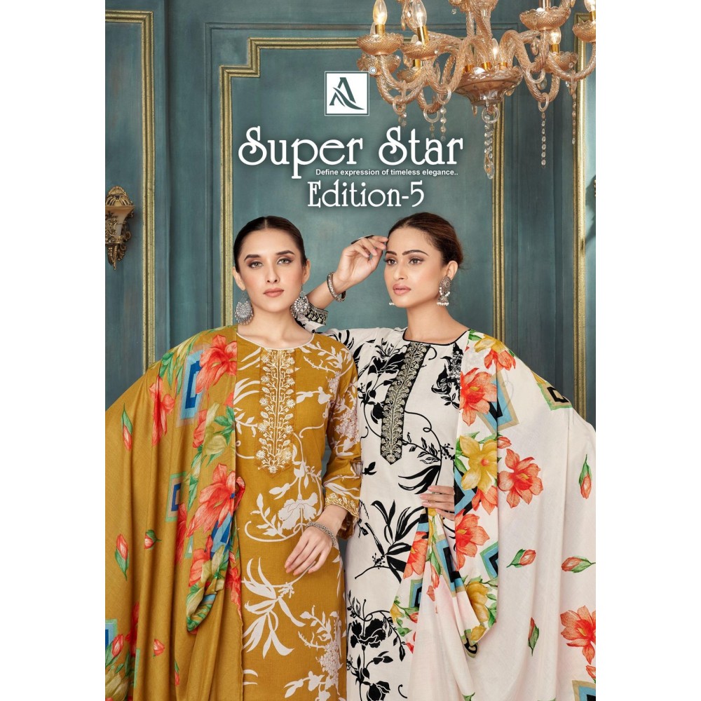 SUPER STAR 5 ALOK SUITS (Cotton Dupatta)