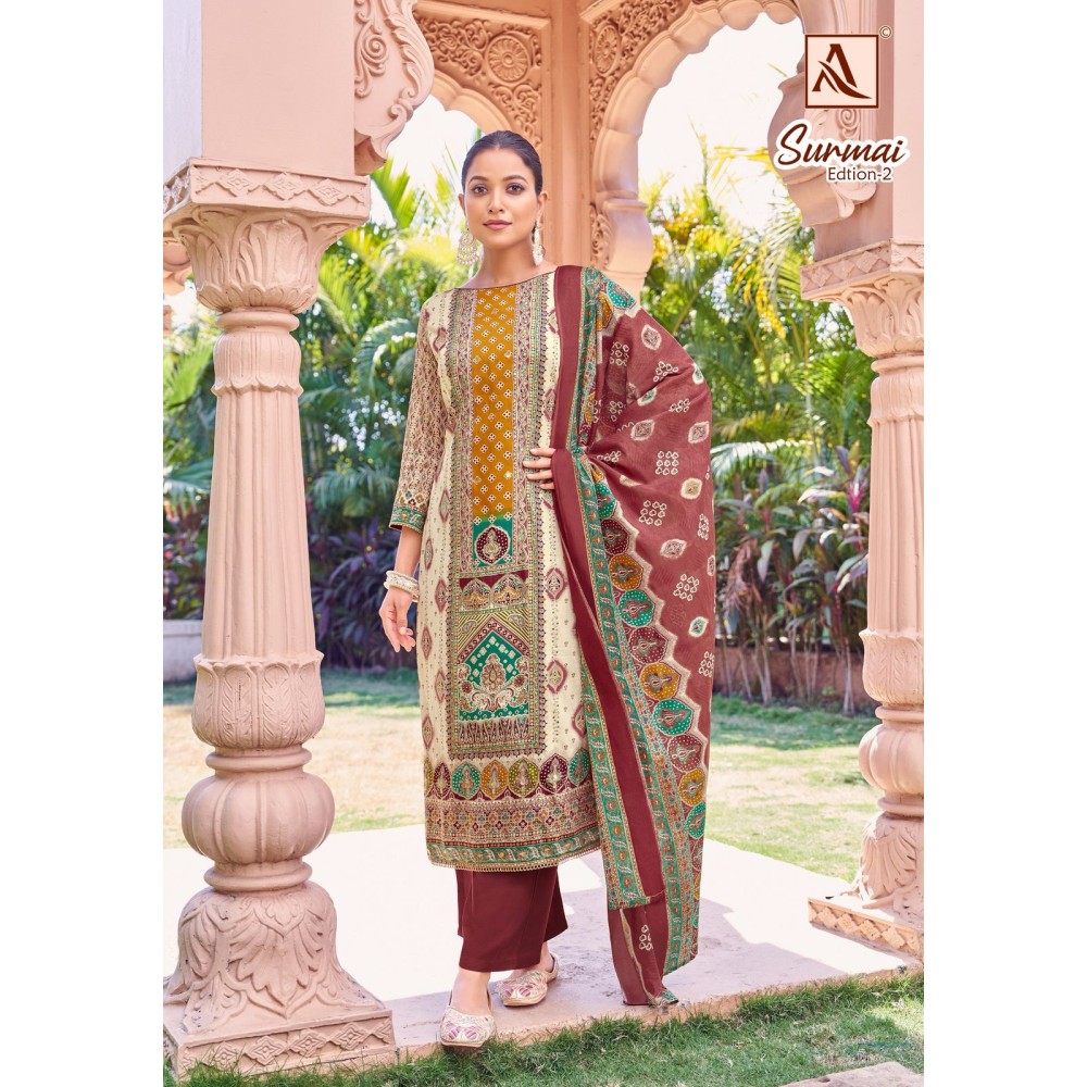 SURMAI 2 ALOK SUITS (Cotton Dupatta)